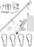 Silver 5 FT Metal Flagpole Kit and 304 Stainless Steel Flagpole Clips Y351035