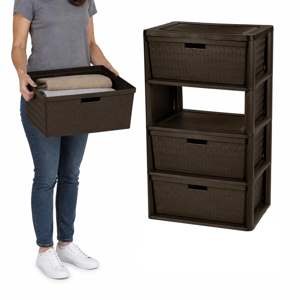 Brown 4 Drawer Plastic Storage Organizer M353215