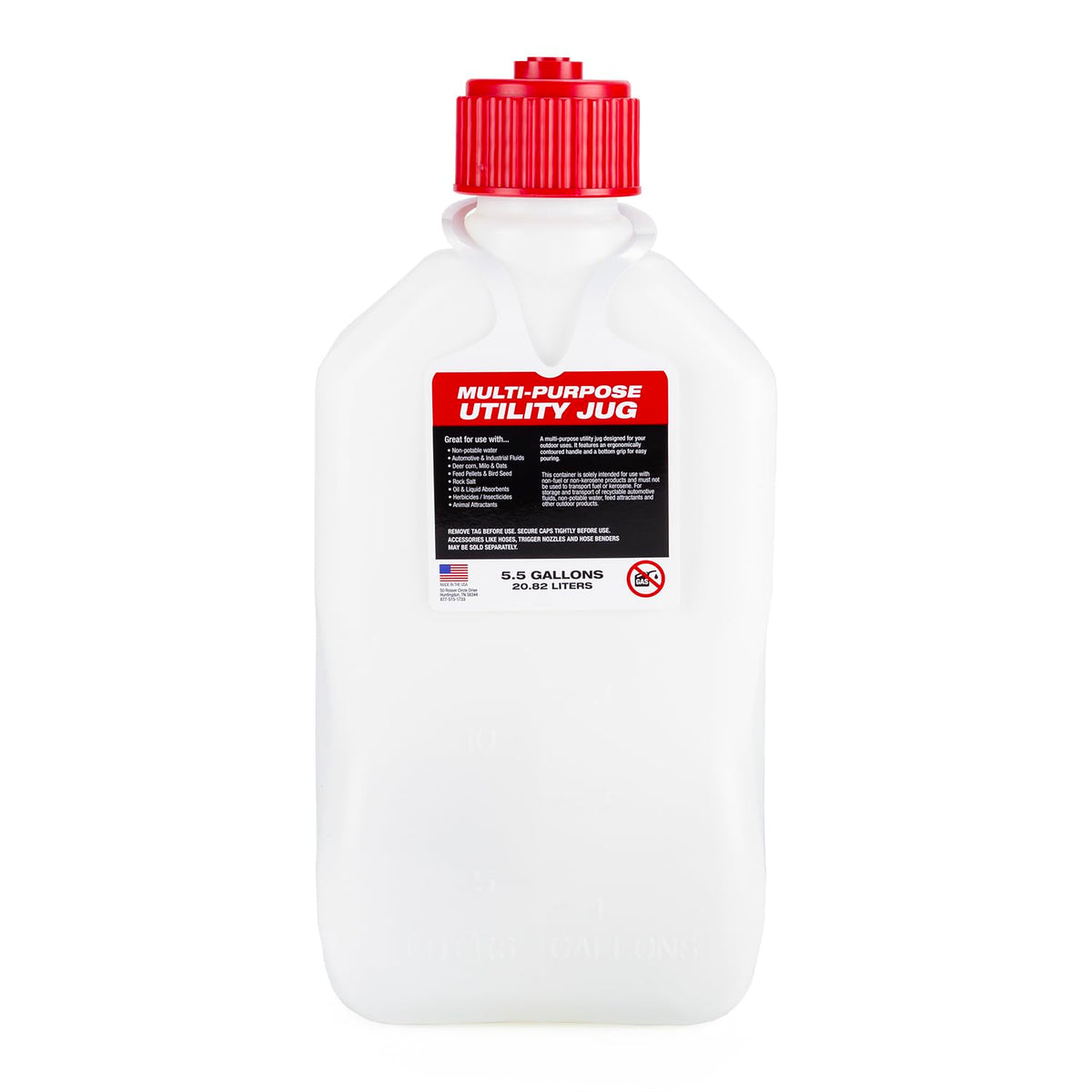 5.5 Gal. Square Motorsport Jug with Filler Hose V81605