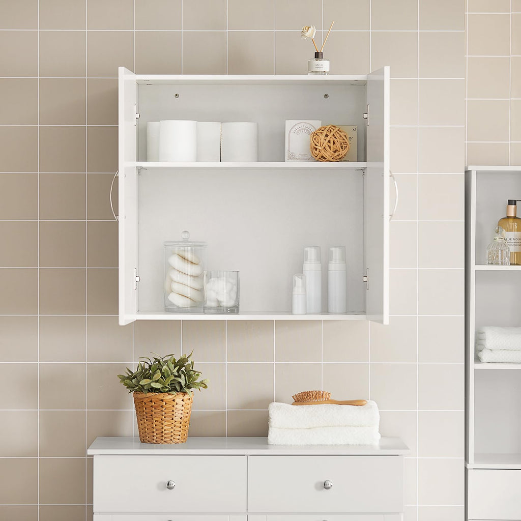 White Wall Storage Cabinet with Adjustable Shelf A177