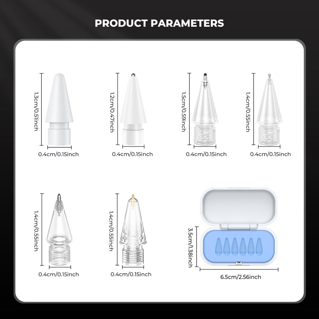 4 Pack Blue Replacement Pencil Tips with Storage Box Y1498