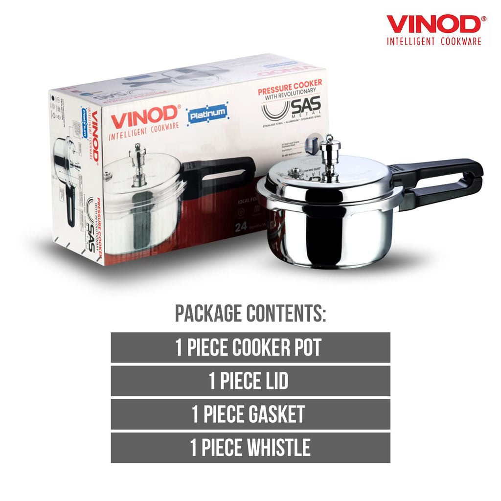 Stainless Steel Pressure Cooker, Outer Lid, 2 Litre H709