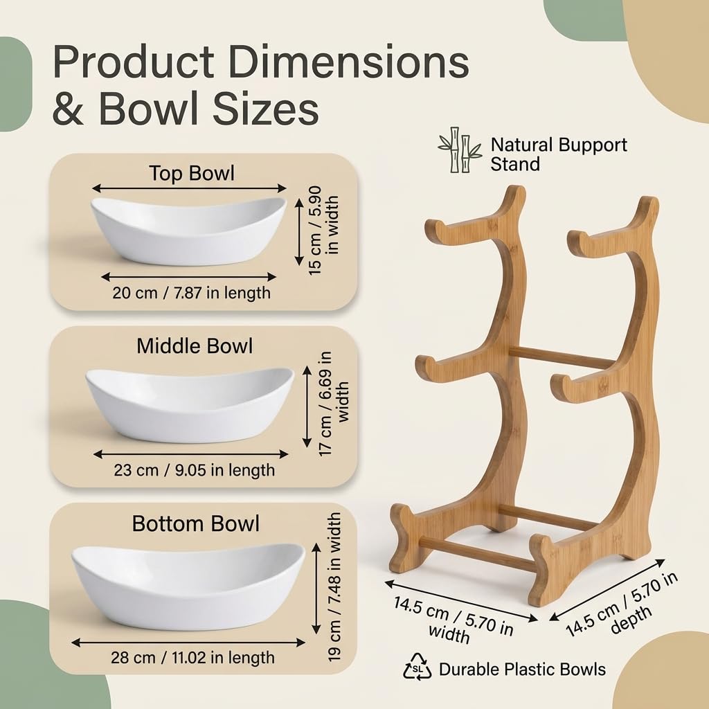 3-Tier Plastic Fruit Bowl Stand with Bamboo Frame R34505