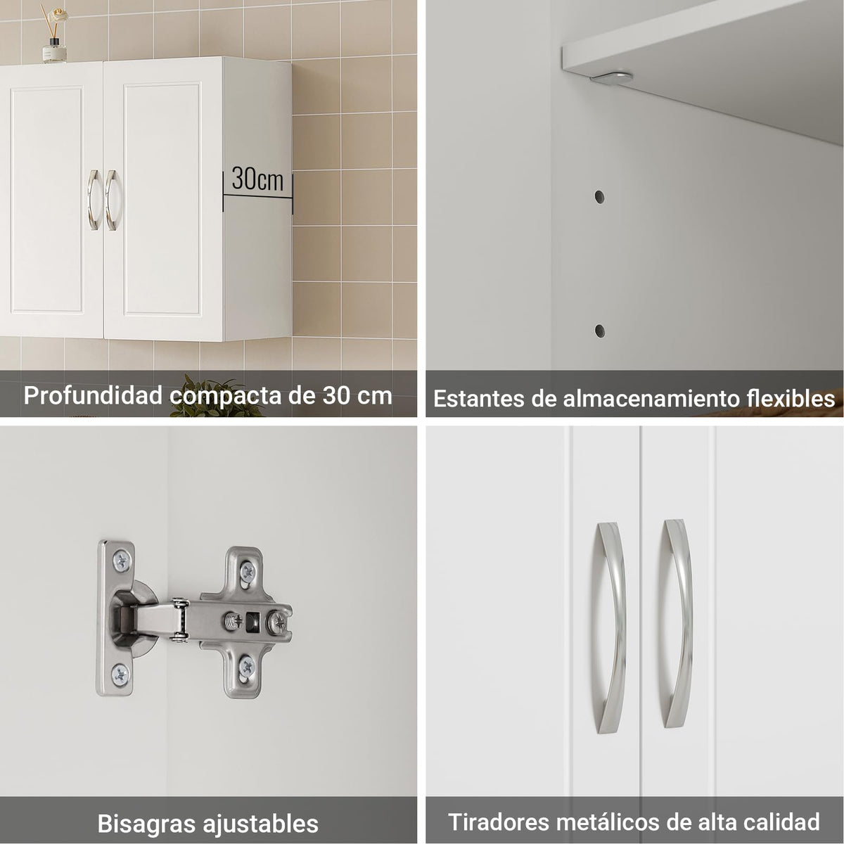 White Wall Storage Cabinet with Adjustable Shelf A177