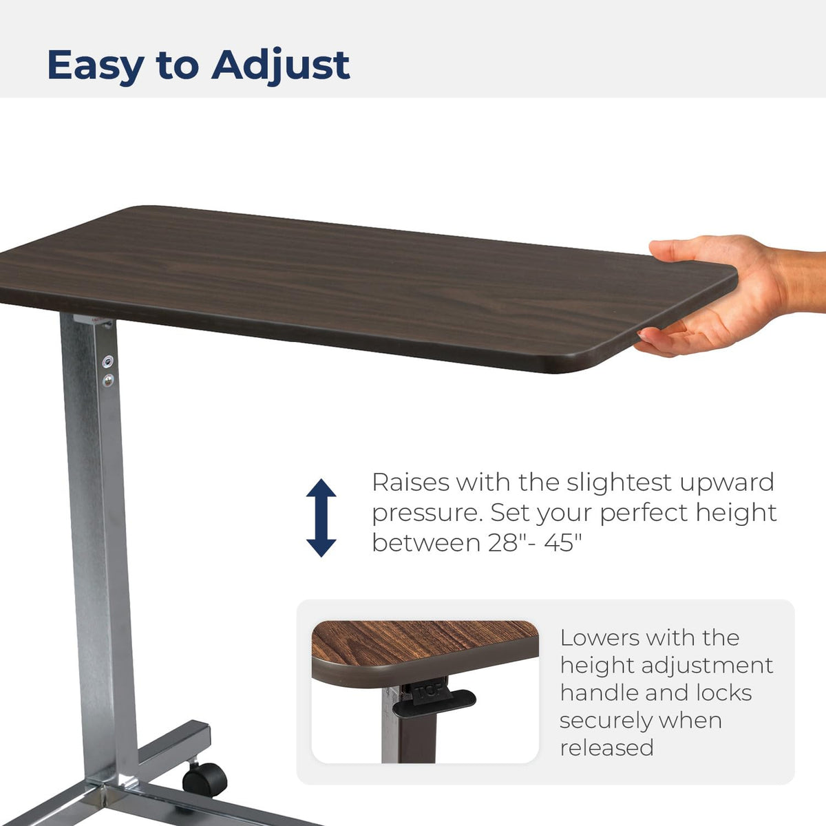 Non Tilt Top Overbed Table with Wheels M998342