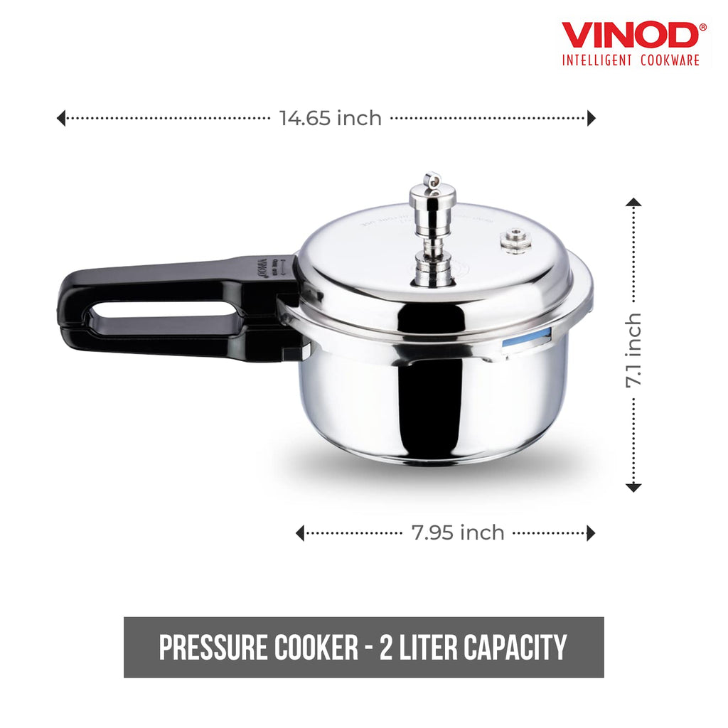 Stainless Steel Pressure Cooker, Outer Lid, 2 Litre H709