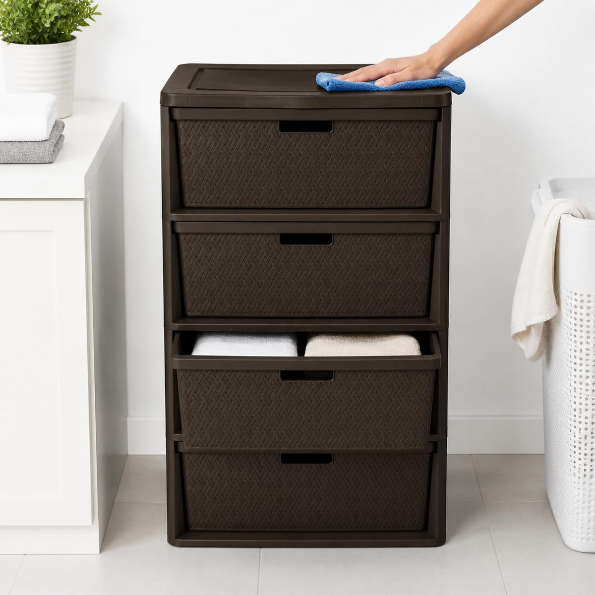 Brown 4 Drawer Plastic Storage Organizer M353215