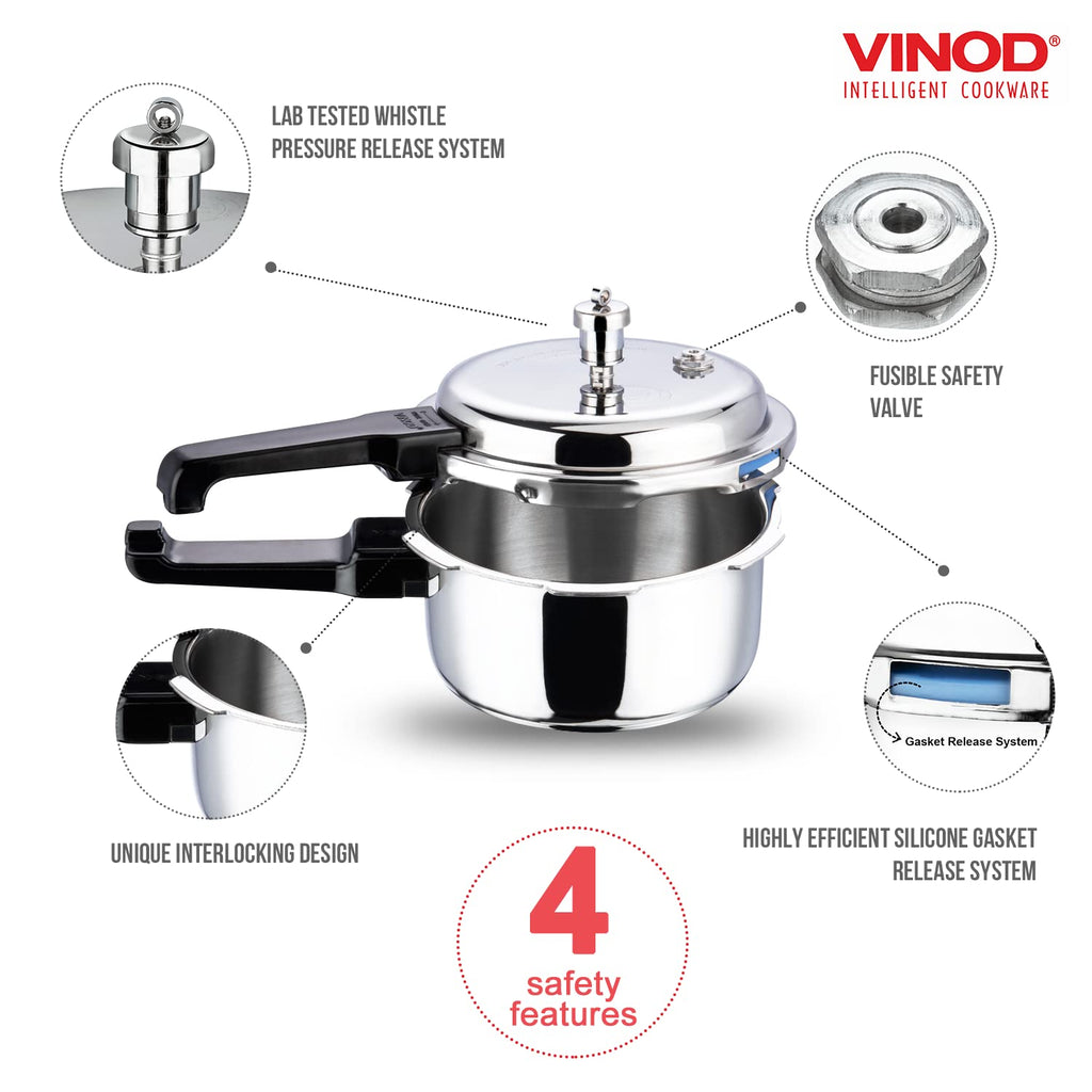 Stainless Steel Pressure Cooker, Outer Lid, 2 Litre H709