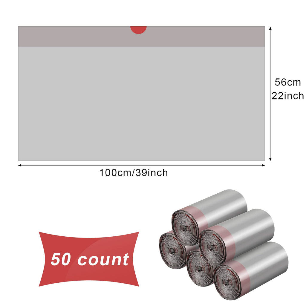 50 Count Jumbo Cat Litter Box Liners 39 x 22 Inch Gray Red F9282