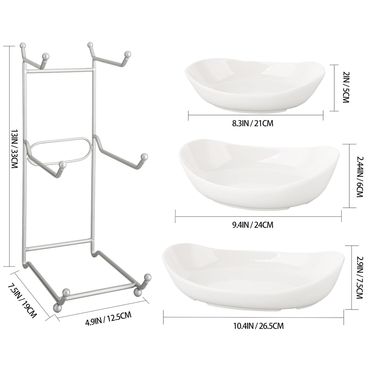 3 Tier Ceramic Fruit Bowl with Metal Stand D168