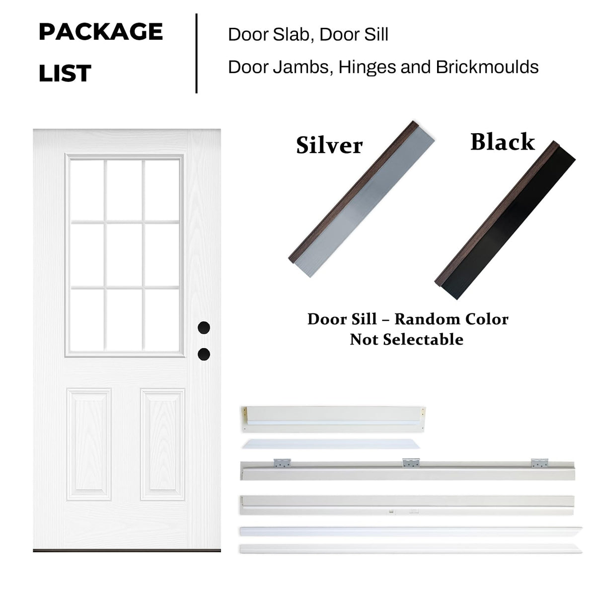 Fiberglass Exterior Door with Brickmould, 36'' x 80'' Front Entry Door D1252