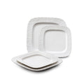 Ceramic Square Dinner Plates Set of 4, 10 & 12 Inch Embossed Salad Plates U7394