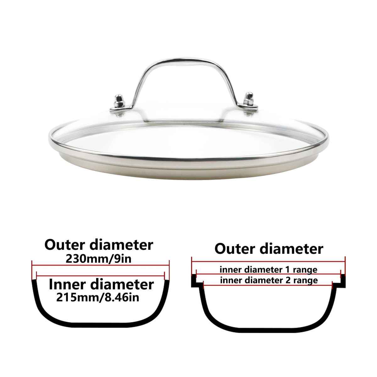 9" Universal Tempered Glass Lid H51270