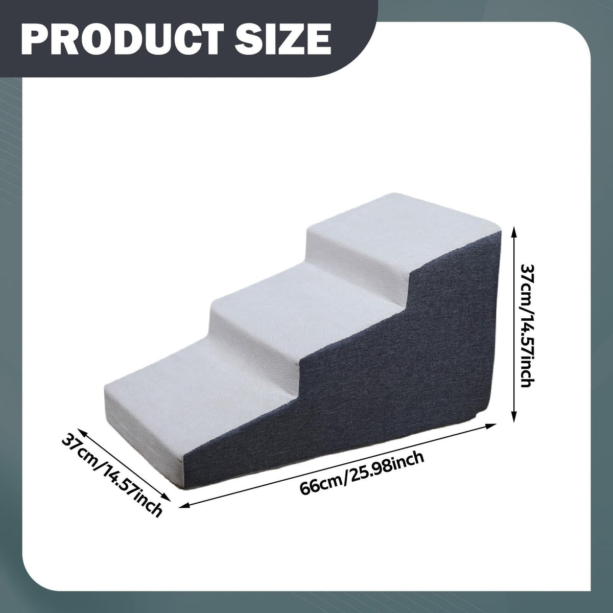 3 Step Dog Stairs Non-Slip Dark Gray V430