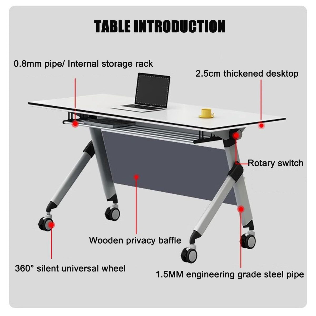 Folding Conference Table with Wood Top & Metal Frame E713