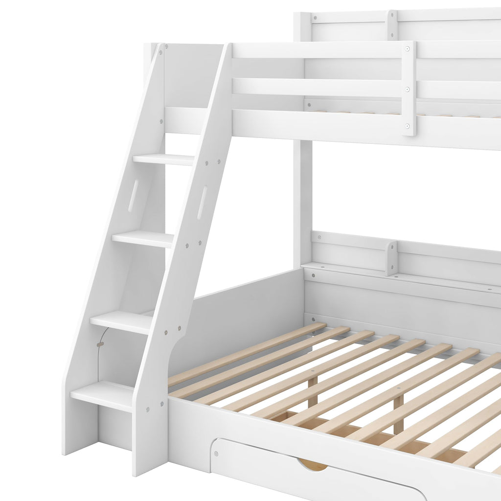 Twin Over Full Bunk Bed with Storage Shelves Q1694