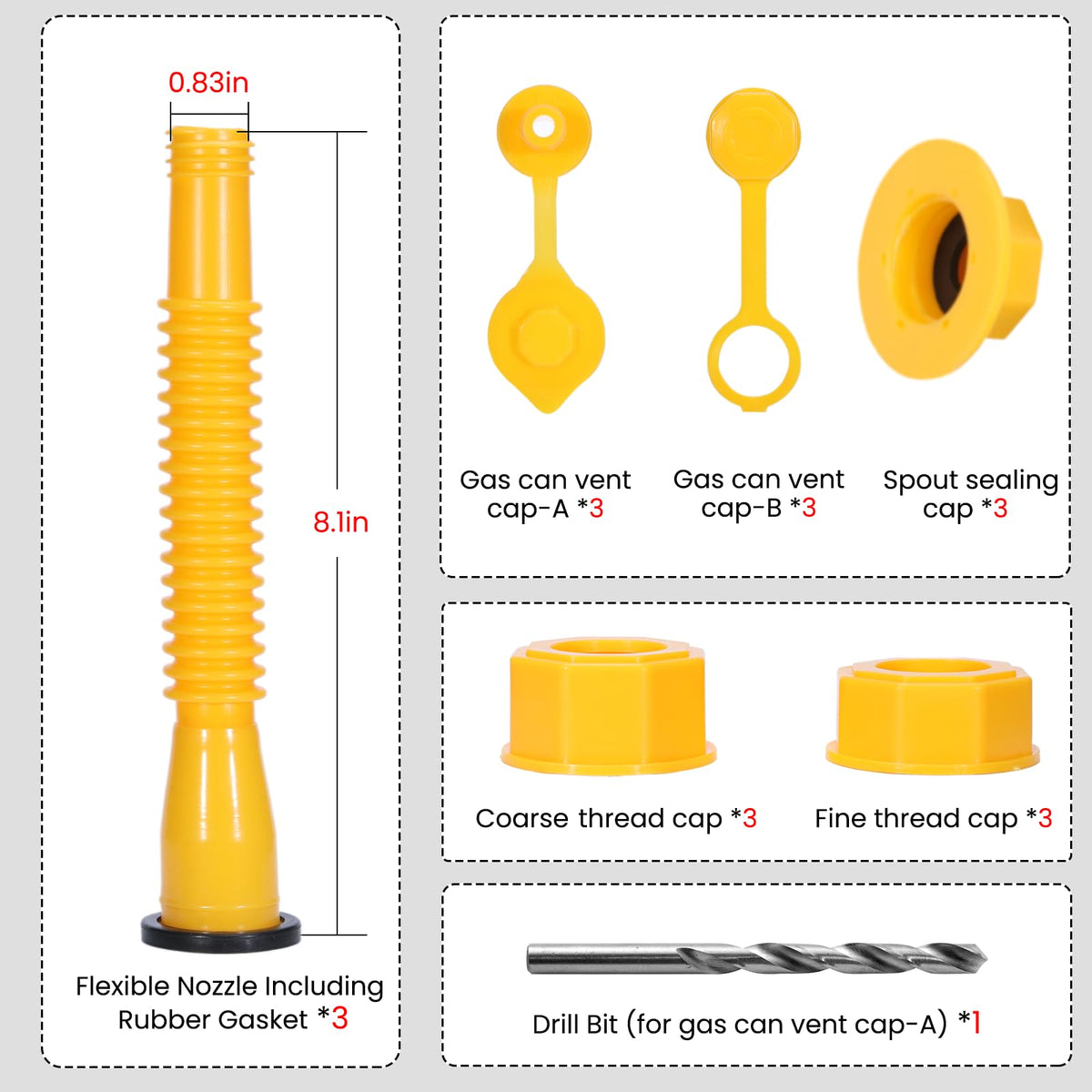 Gas Can Spout Replacement 3-Pack B3055
