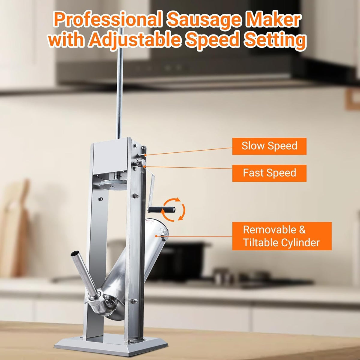 15L Sausage Stuffer with 5 Stainless Steel Tubes B6305