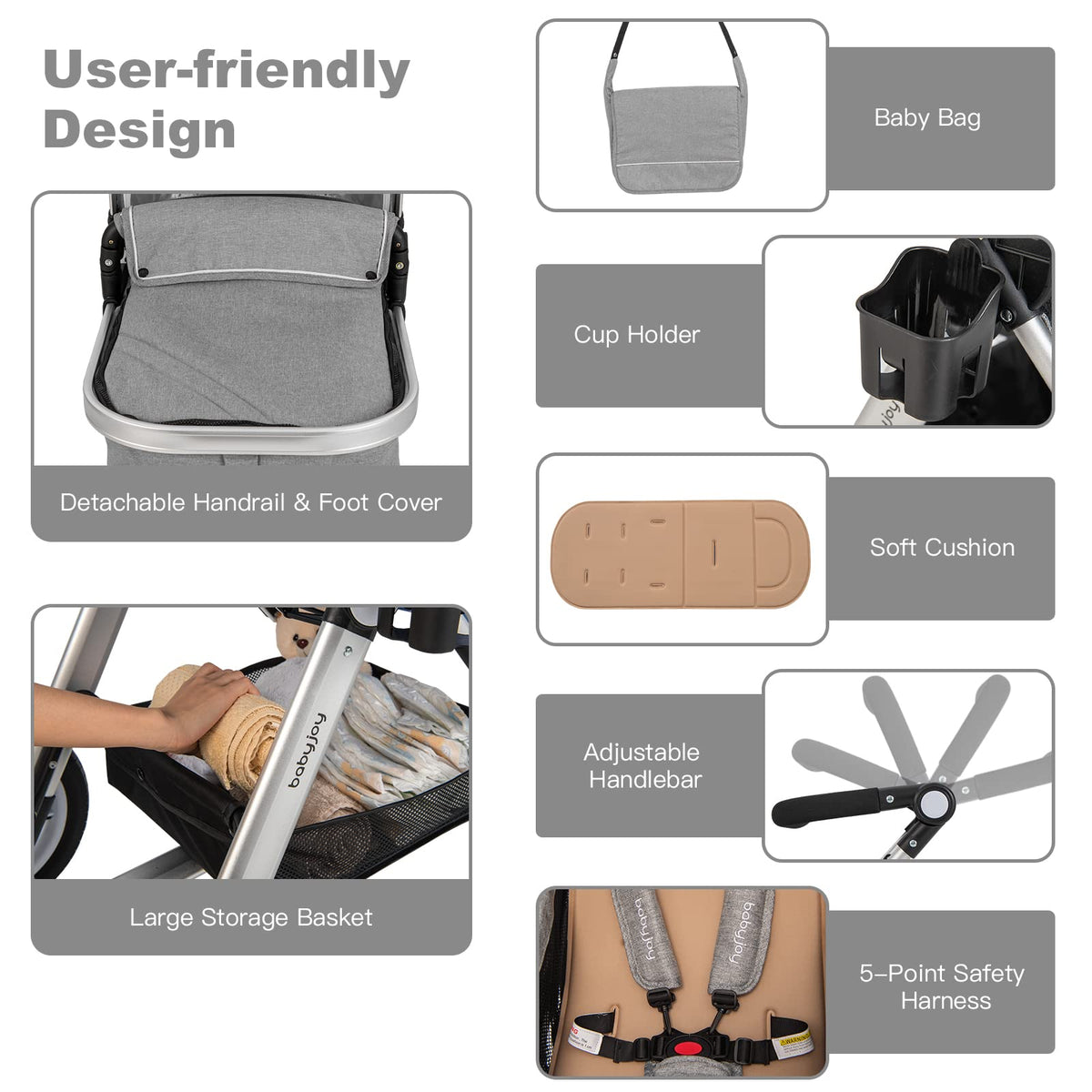 2-in-1 Convertible Bassinet Reclining Stroller E959610