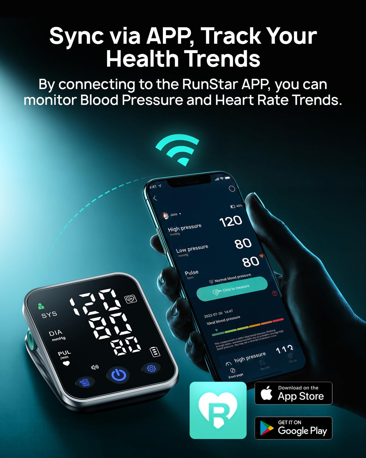 Smart Blood Pressure Monitor Upper Arm BP Cuff 5.0'' LED Display X633561