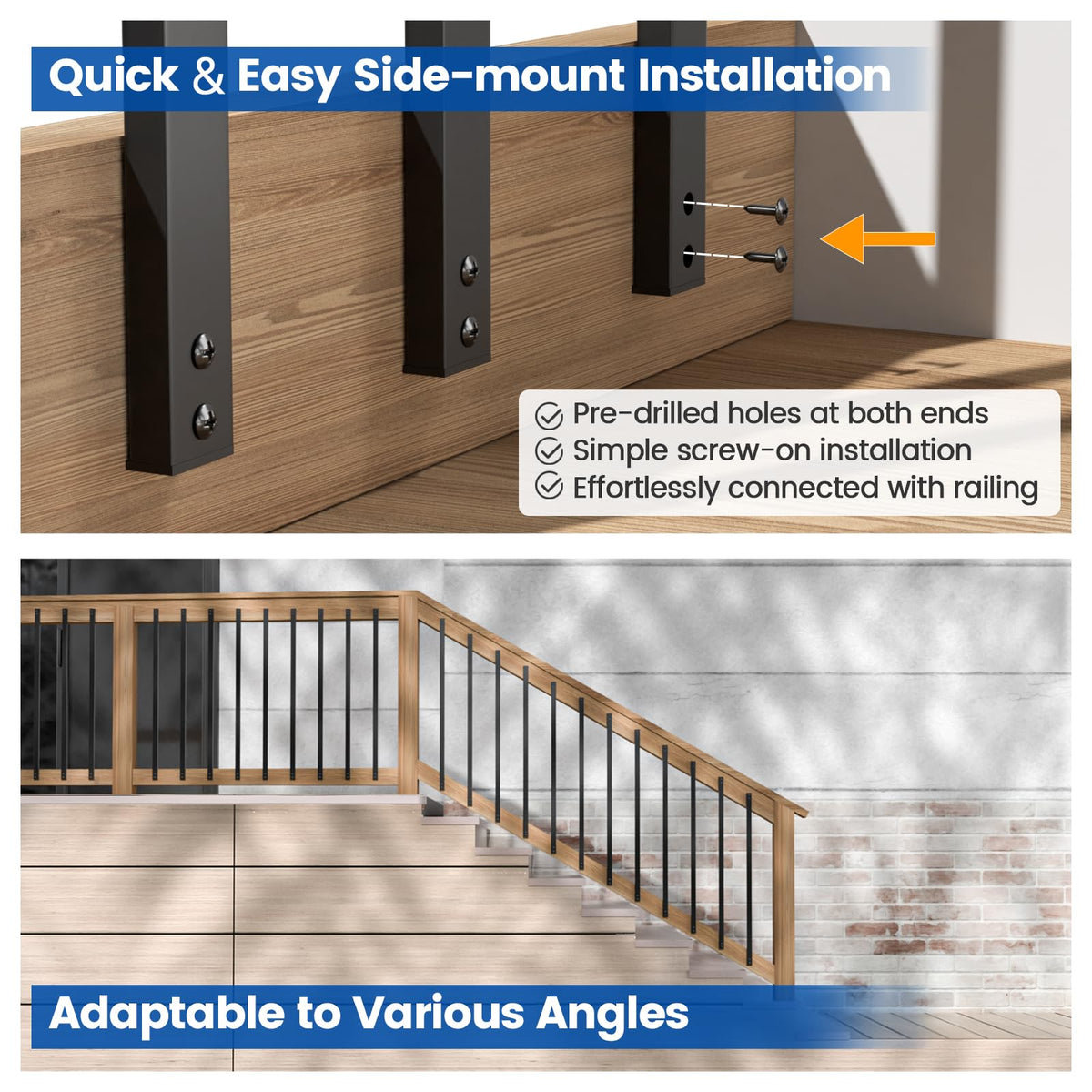 50Pack 32" Black Aluminum Rectangular Deck Balusters H353404