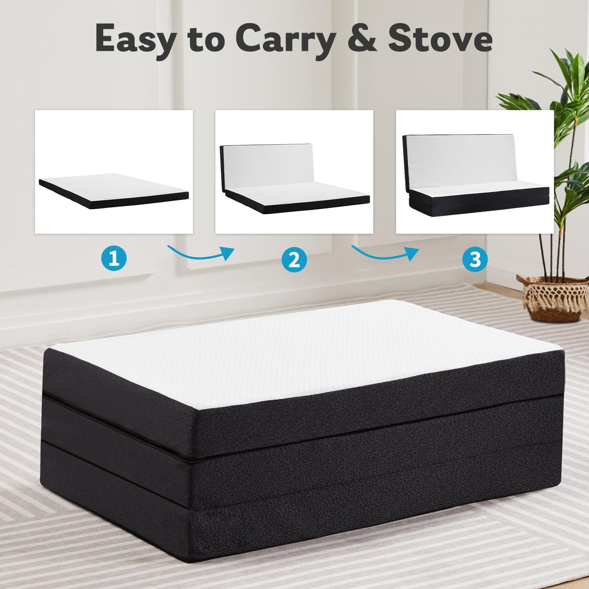 Twin Memory Foam 3 inch Folding Topper with Washable Cover G225