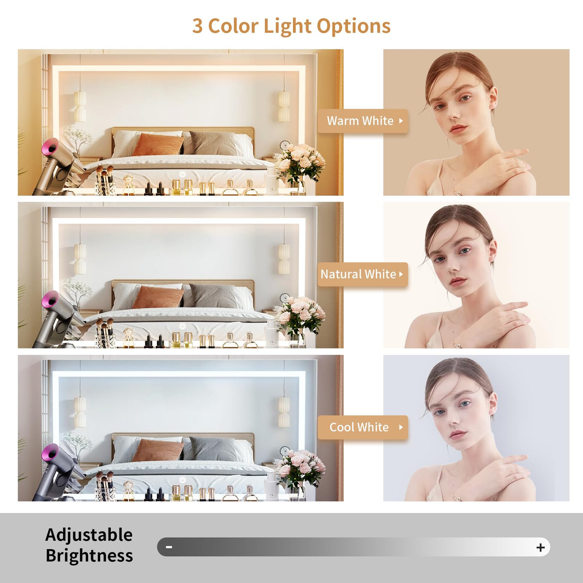 Vanity with Lighted Mirror and 9 Drawers N5687
