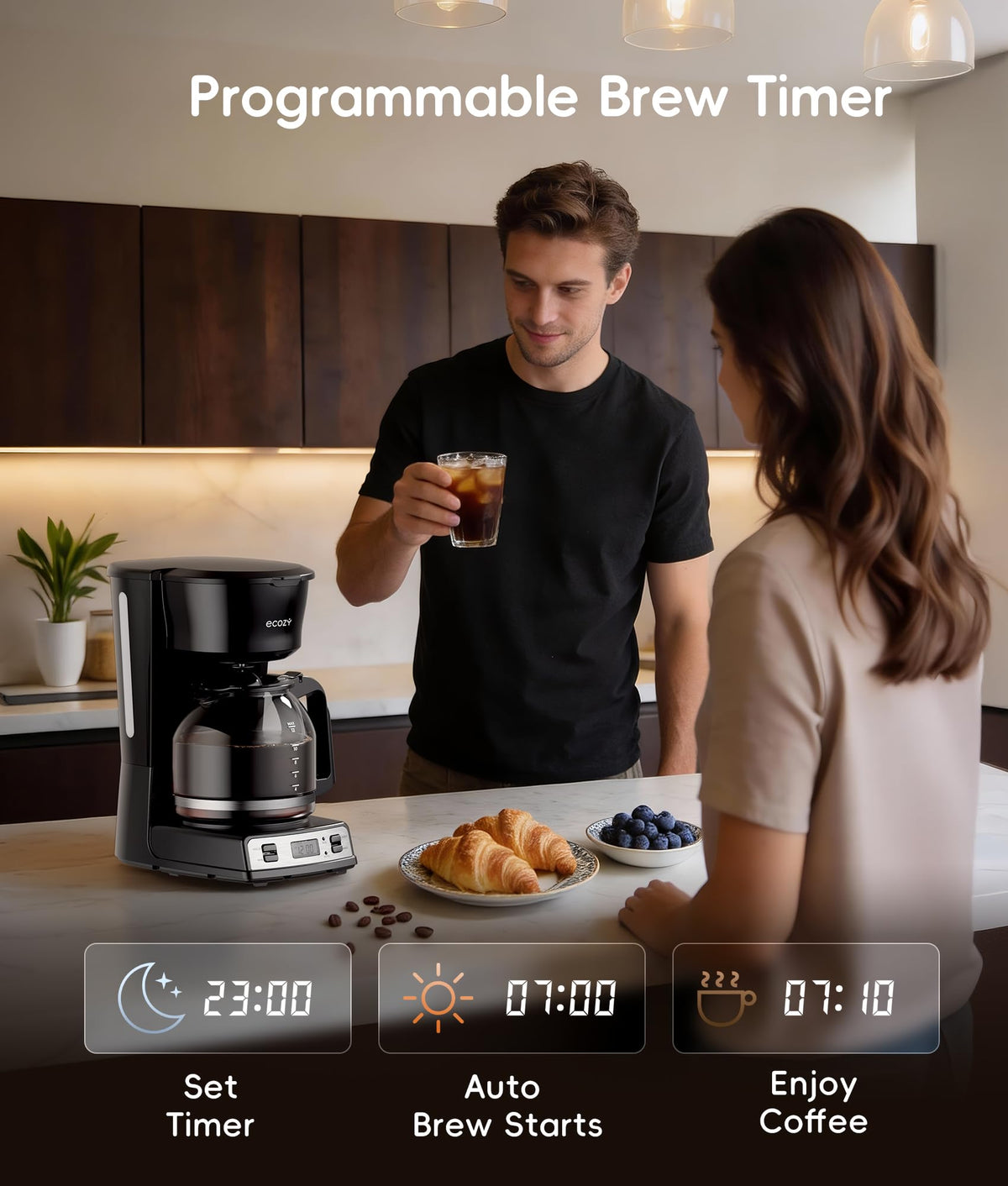 12-Cup Drip Coffee Maker with Electric Coffee Grinder E9050