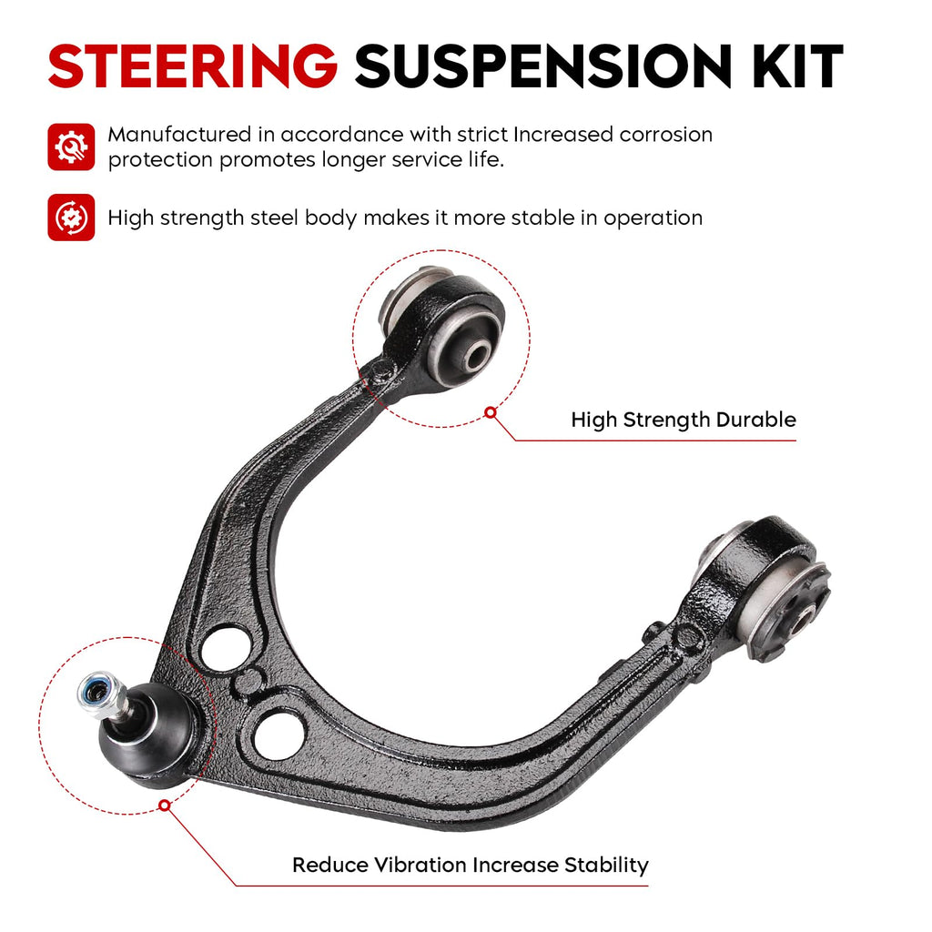 Upper and Lower Control Arms Suspension Kit with Ball Joints Tie Rod End 14pcs Y6546