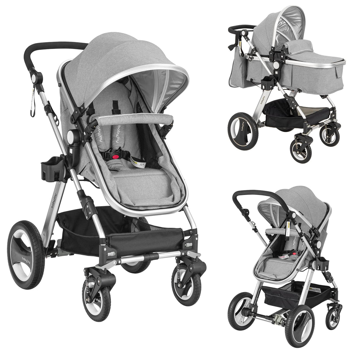 2-in-1 Convertible Bassinet Reclining Stroller E959610