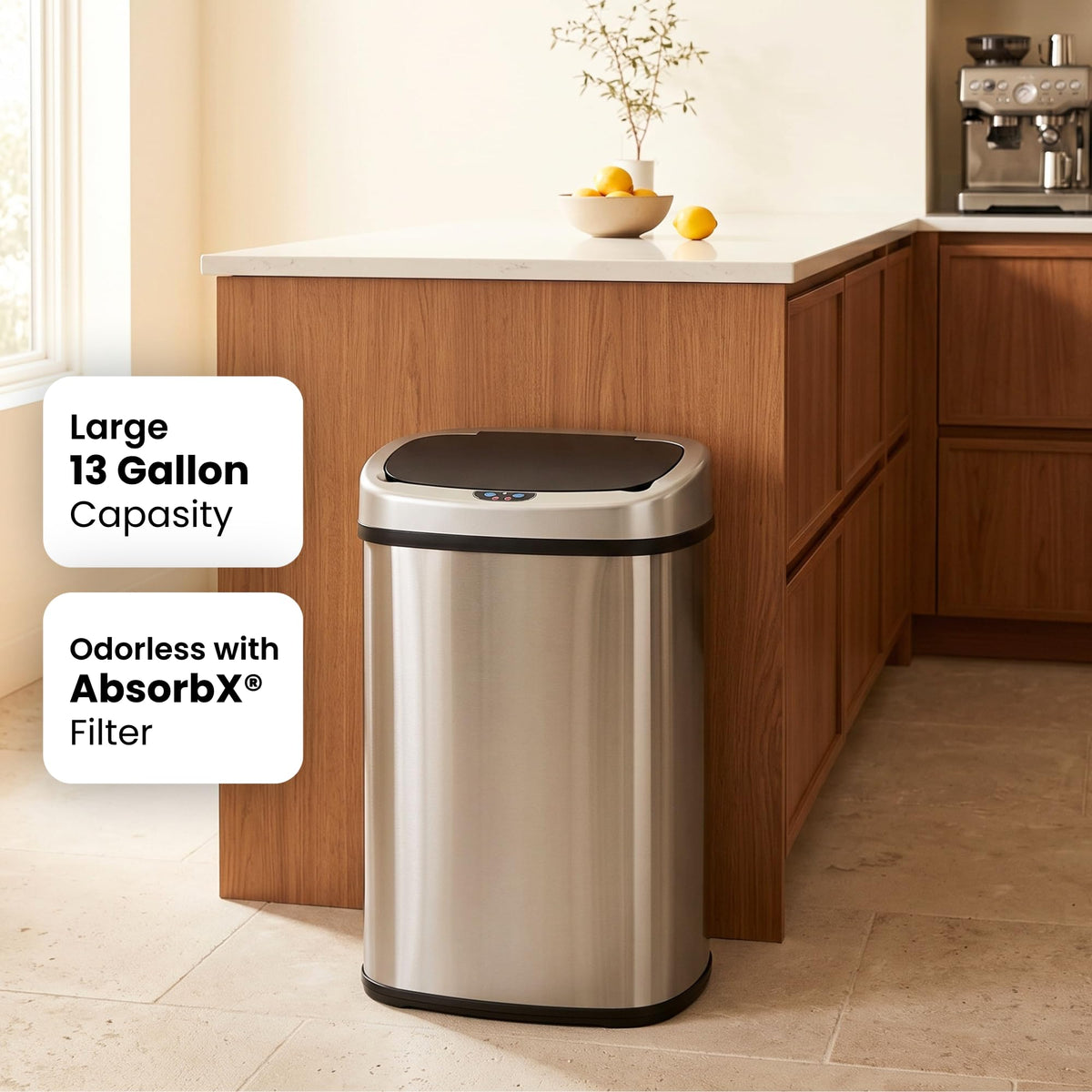 13 G Stainless Steel Sensor Trash Can O8557