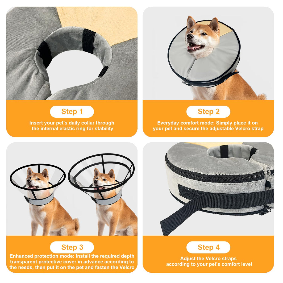 Inflatable Dog Cat Cone Collar with 2PCS Cover N20646