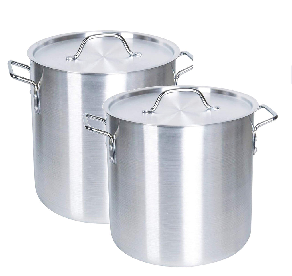 50 and 60 Qt Heavy Gauge Aluminum Stock Pot Set with Lid F217