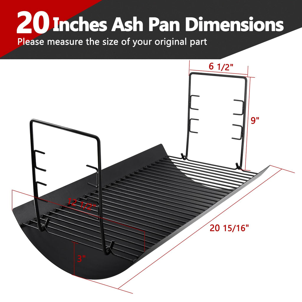 20 Inch Ash Pan Drip Pan for Charcoal Grill with 2pcs Fire Grate Hanger D621