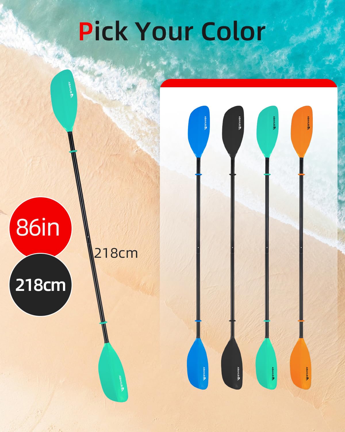 86in 2-Piece Aluminum Kayak Paddle Q7646