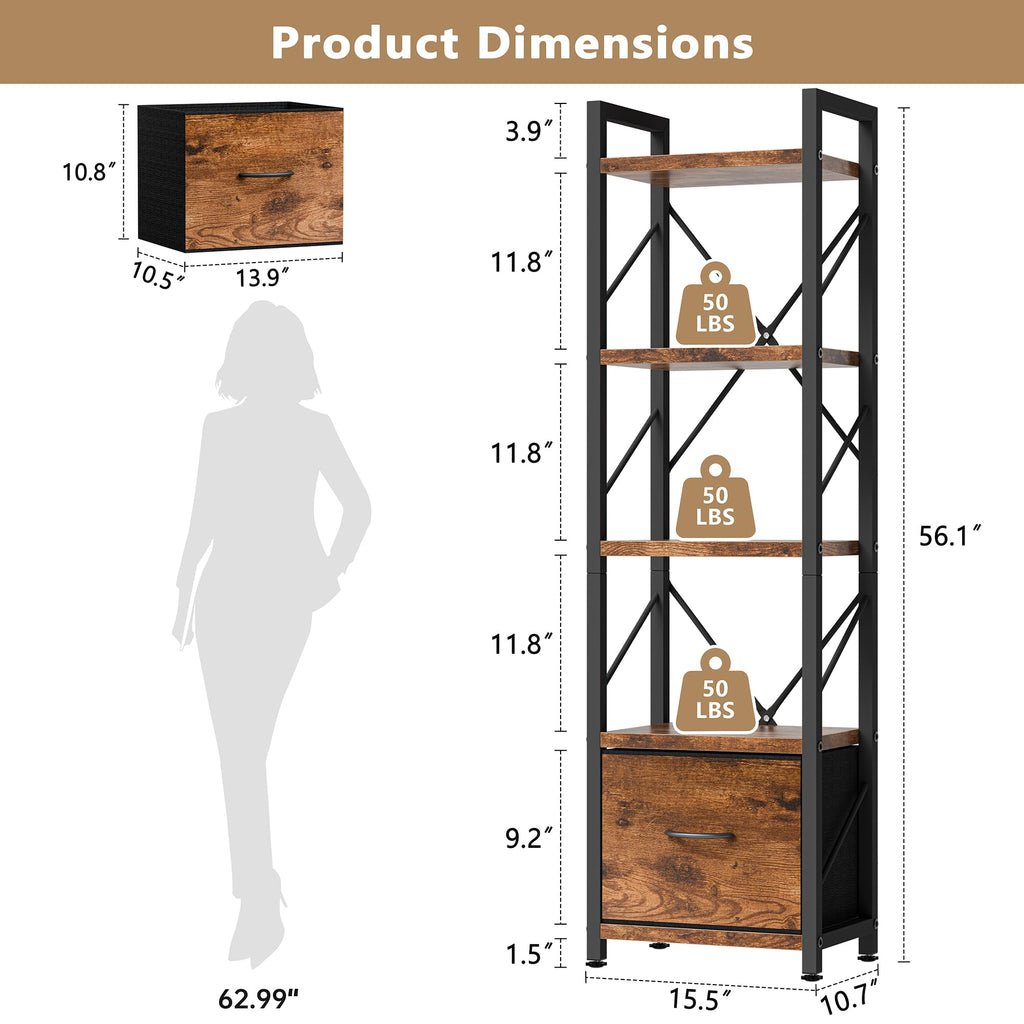 5 Tier Bookshelf with Drawer W25046