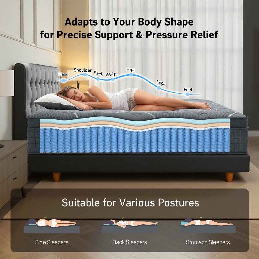 Full Size 12 Inch Gel Memory Foam Pocket Spring Mattress D8425