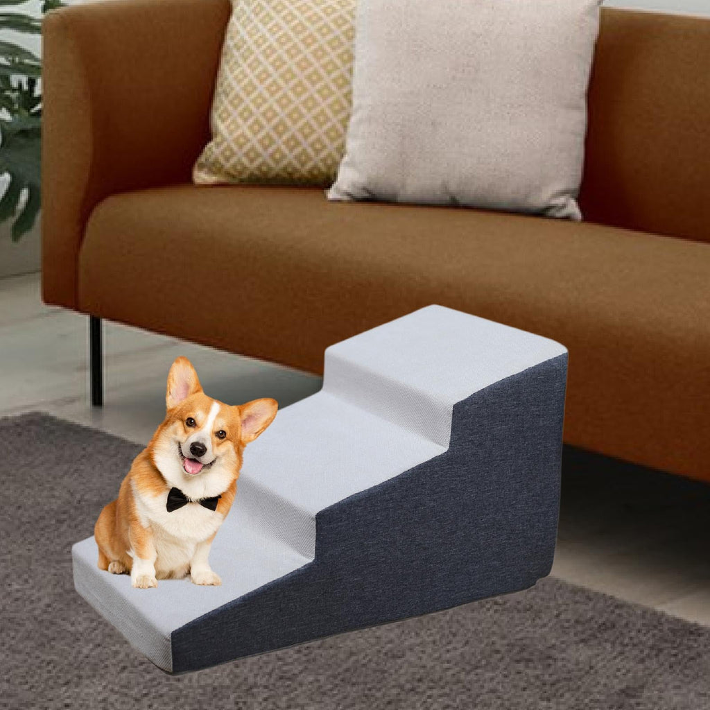 3 Step Dog Stairs Non-Slip Dark Gray V430