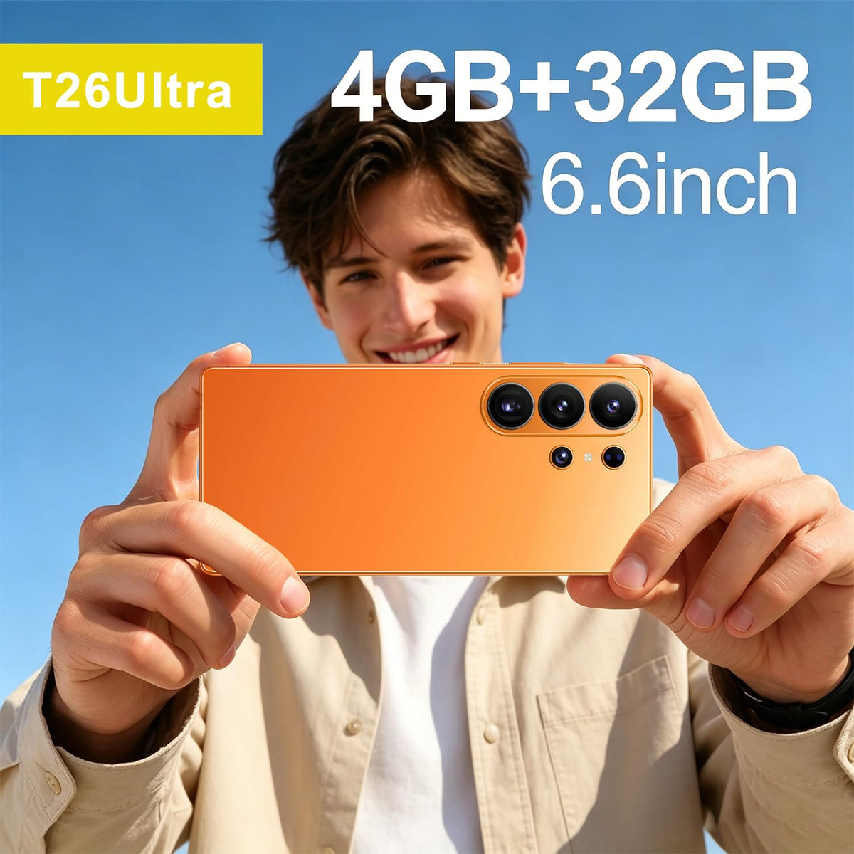 4G Unlocked Smartphone 6.6'' HD Display 4GB+32GB Dual SIM Android 12.0 Black M4344