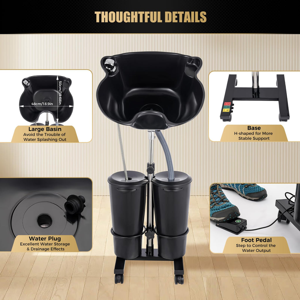 Portable Shampoo Basin with 2 Water Buckets A344369