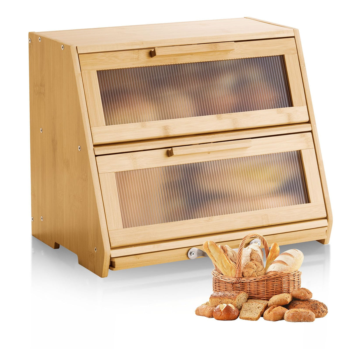 Large Capacity Bamboo Bread Box V3858