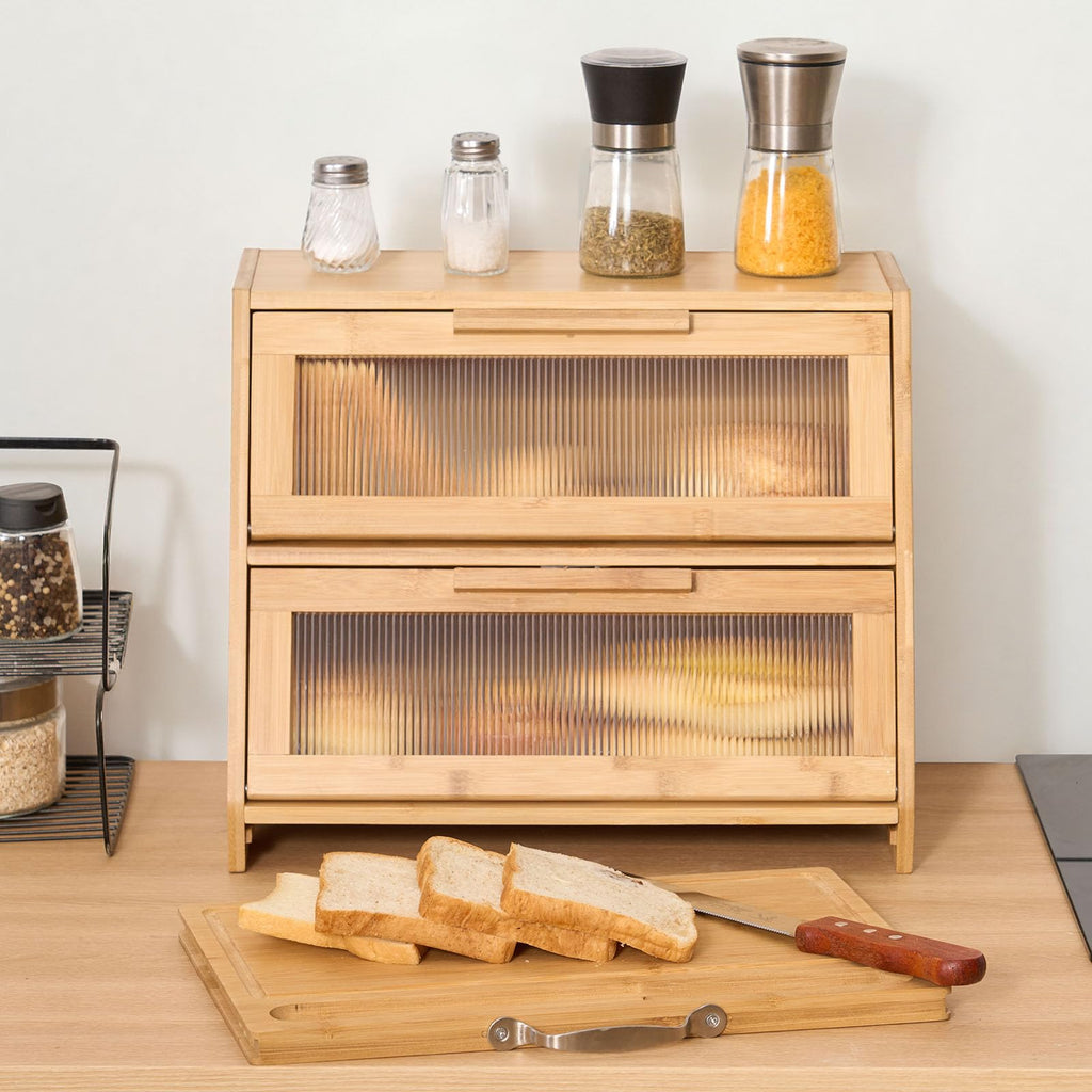 Large Capacity Bamboo Bread Box V3858