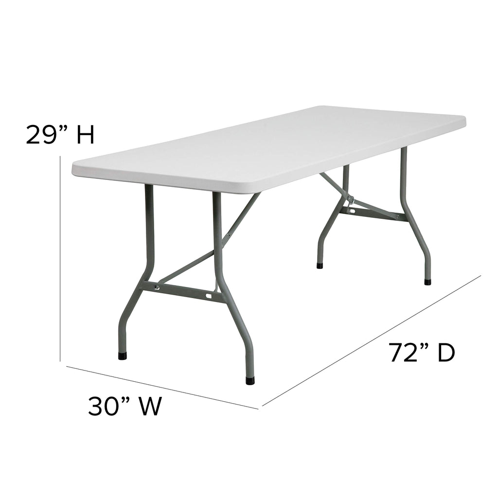 6-Foot Granite White Plastic Folding Table J1995
