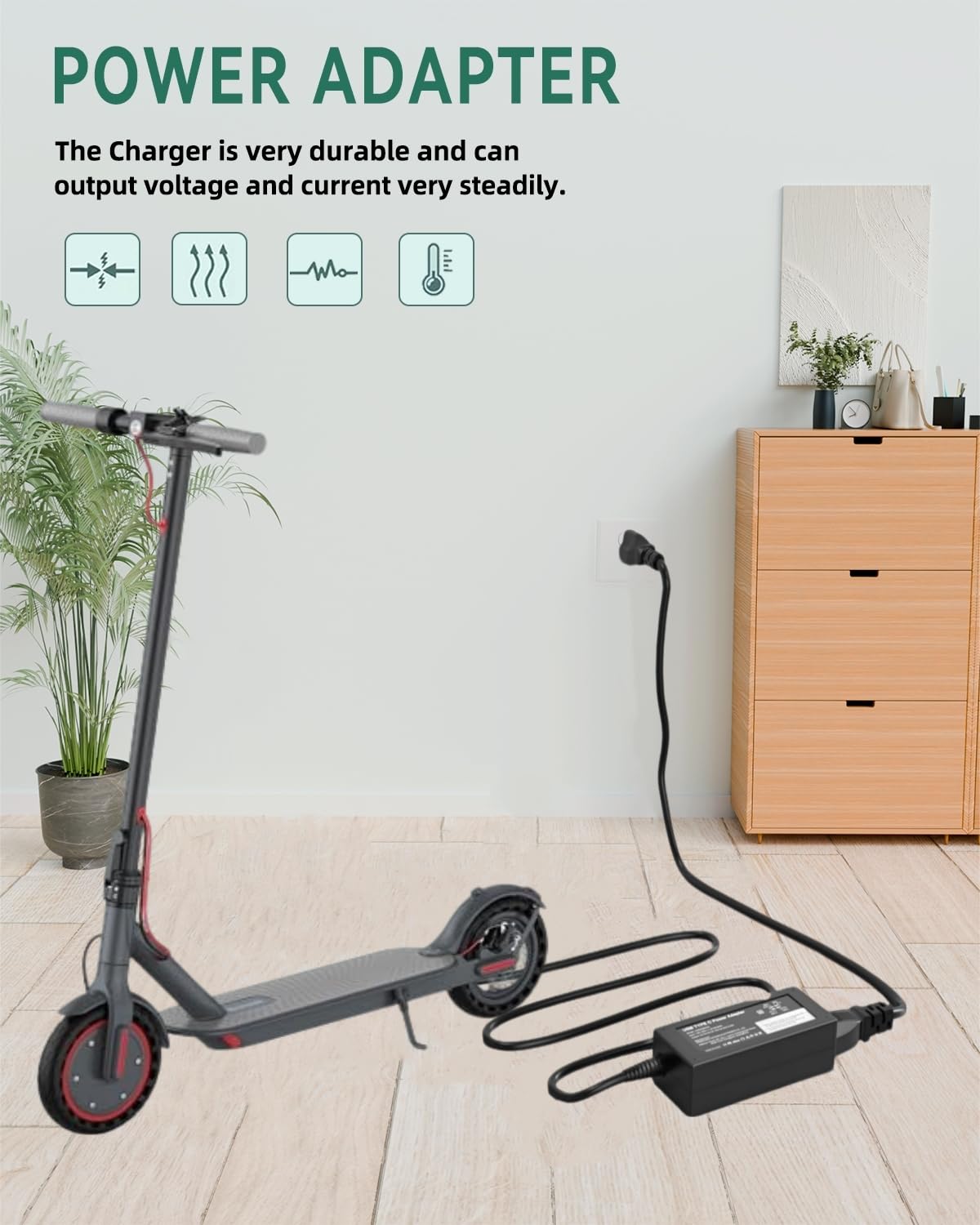42V AC/DC Adapter Charger for 8.5 inches Electric Scooter 350W Motor 36V 10.4Ah Lithium-ion Battery H843