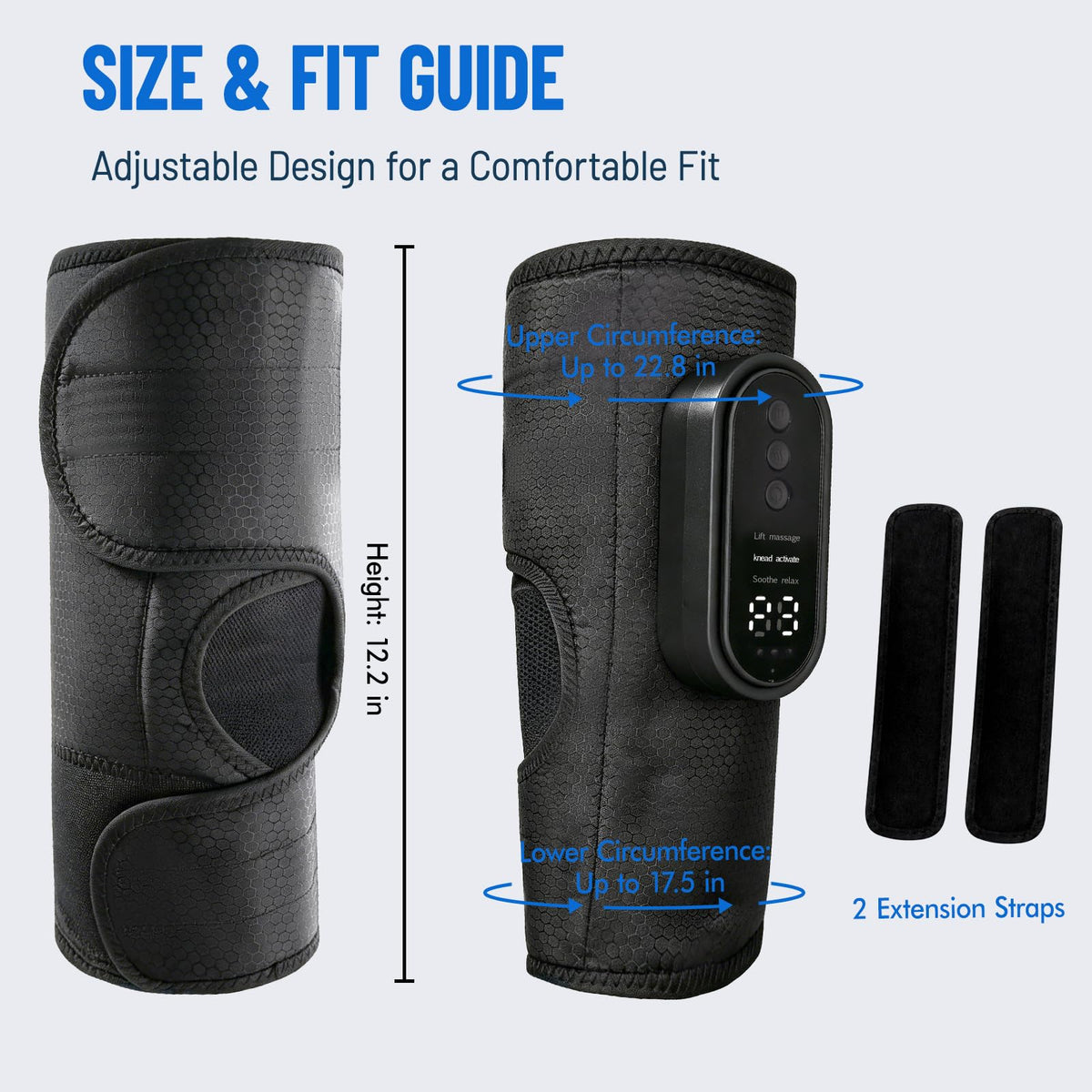 Cordless Air Compression Leg Massager with Heat, 2 Pack (Black) Y366430