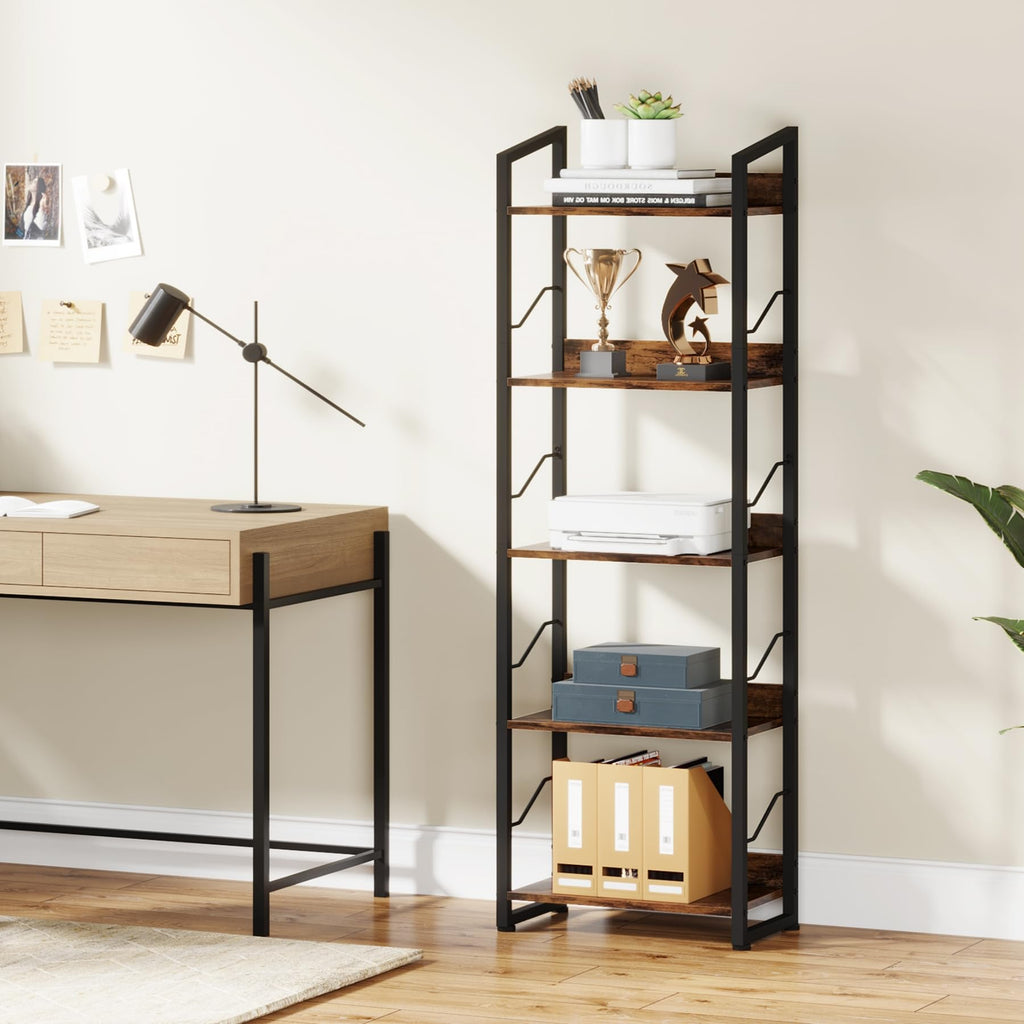 5 Tier Industrial Wood Bookshelf V46022