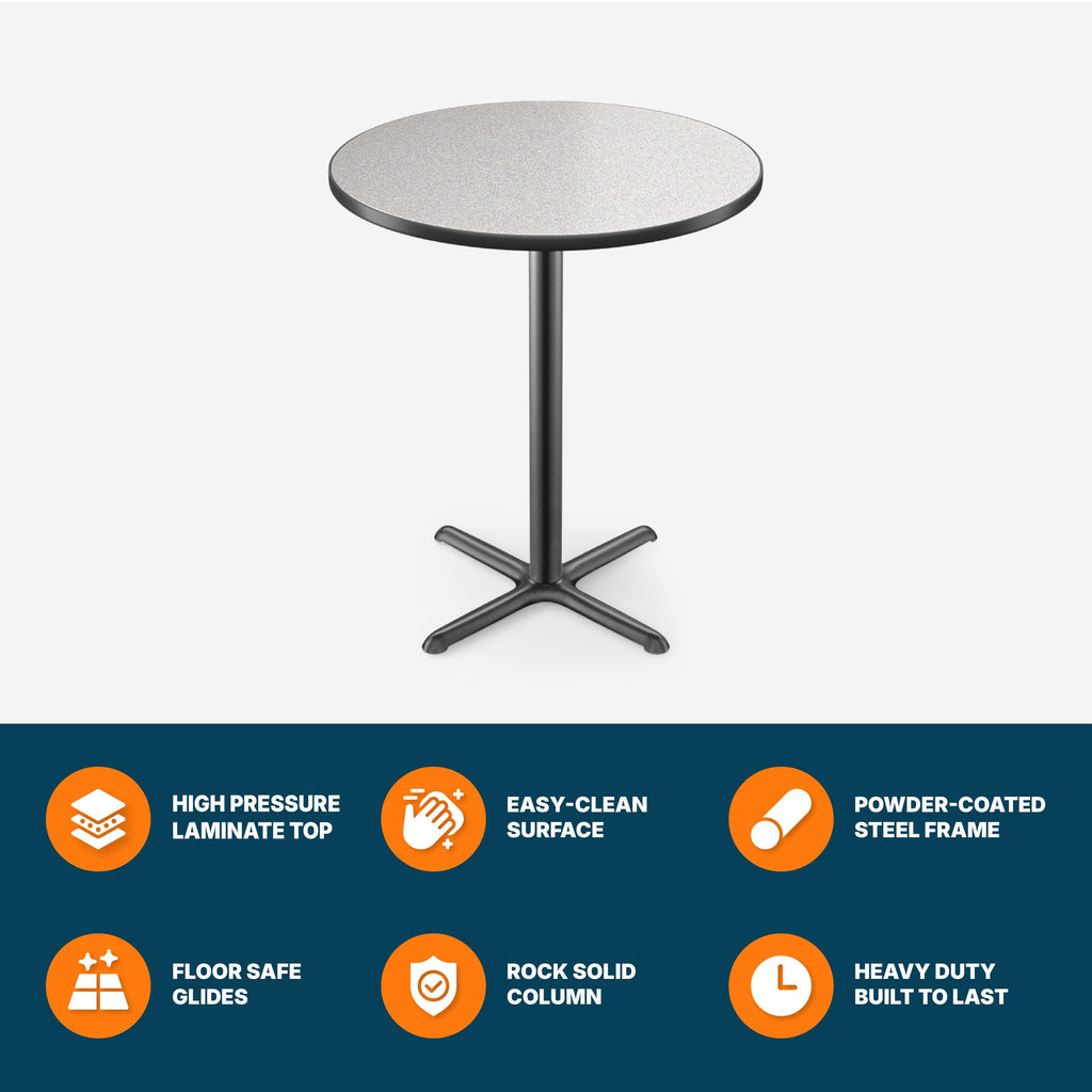 Round 36 in Diameter 42 in Bar Height Black Frame Gray Laminate Cafe Table Q66883