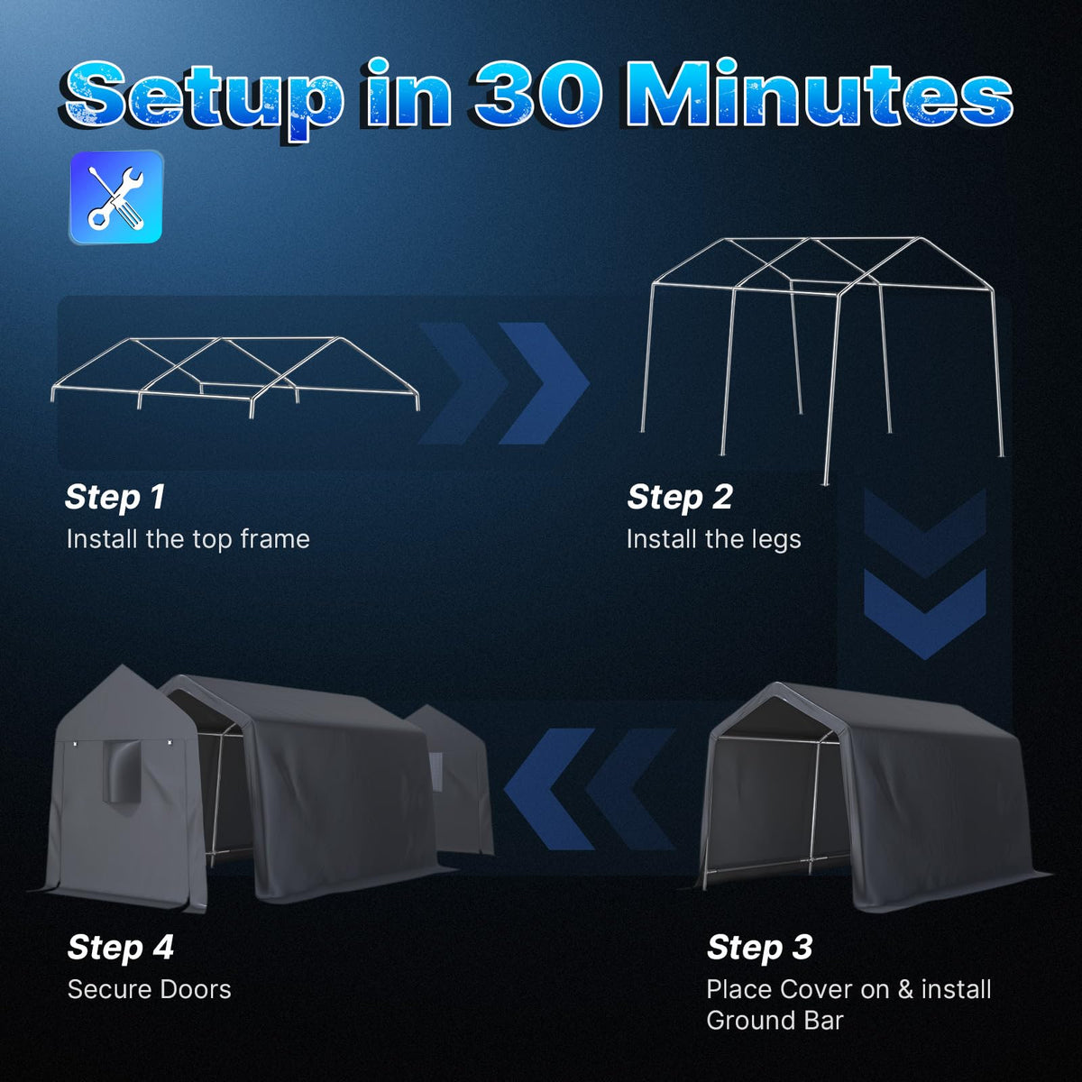 8x14 ft Steel Portable Garage Shelter with 2 Roll up Doors C308