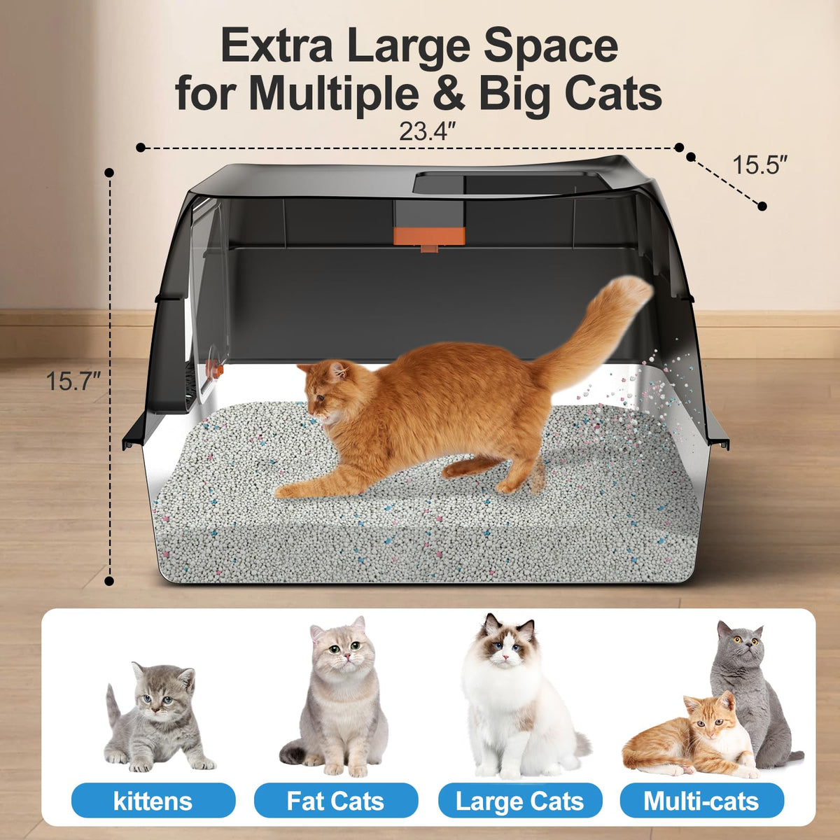 Extra Large Stainless Steel Litter Box with Lid R921790