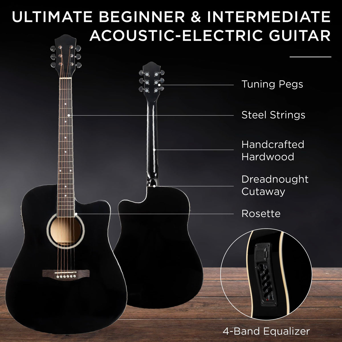 41in All Wood Cutaway Acoustic Electric Guitar Starter Set M84801